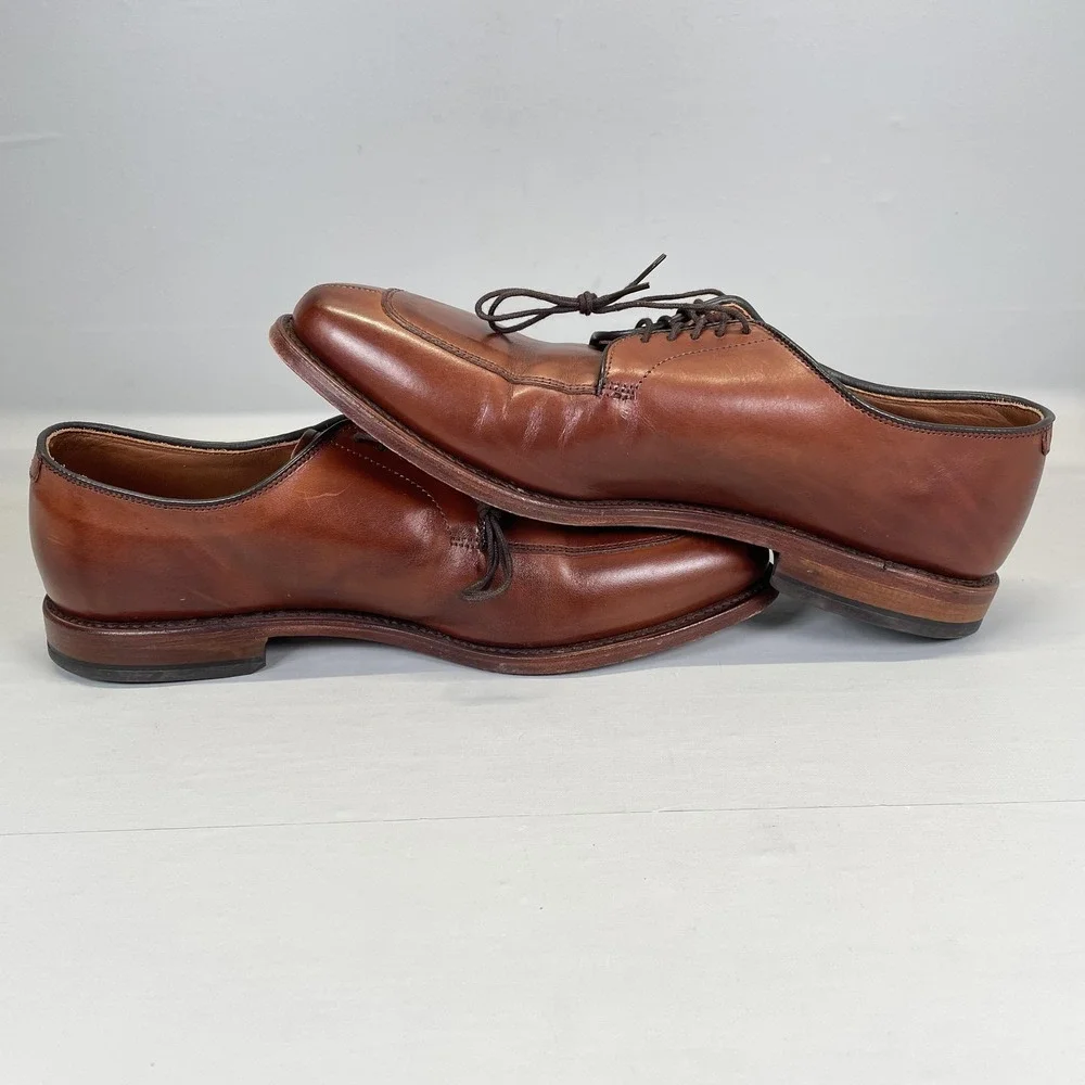 Allen Edmonds Delray Derby Shoes Mens Size 9.5 D Brown Leather Split Toe Dress